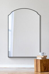 "Mirroroutlet Curva - New Black Edged Dual Arch Curved Edge Over Mantle And Wall Mirror 47""x31"" (120Cm X 80Cm)" - thumbnail 2