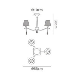 Luminosa Lighting Luminosa Siena Semi Flush Round 3 Light E14, Polished Brass With Amber Cream Shades And Clear Crystal - thumbnail 7