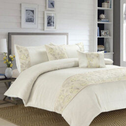 Homes & Linen Savanna Premium Embroidered Cream Duvet Cover Set Ultra Soft Warm Polyester Bedding Set With Pillowcases