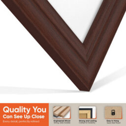 "AK Frames 25X17"" Rose Wood Classic Vinyl Record Frame With White Mount For 12 Inch Lp Cover & Disc - Overlapped Design" - thumbnail 3