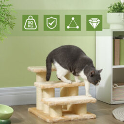 Pawhut Cat Steps 3 Stairs Deluxe Pet Portable Easy Climb Assistance Lightweight - thumbnail 4