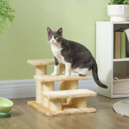 Pawhut Cat Steps 3 Stairs Deluxe Pet Portable Easy Climb Assistance Lightweight - thumbnail 1