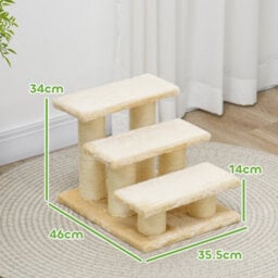Pawhut Cat Steps 3 Stairs Deluxe Pet Portable Easy Climb Assistance Lightweight - thumbnail 3