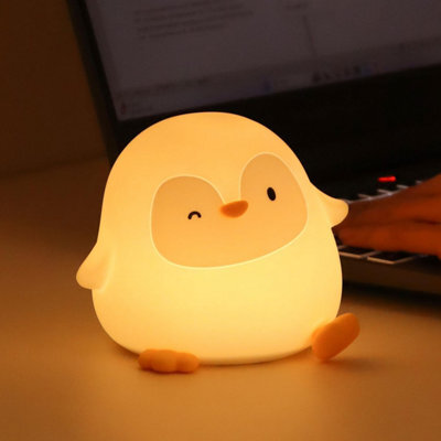 Amorly Silicone Night Light For Kids, 50H Long Battery Penguin Lamp,rechargeable Tap Control, Soft Dimmable Bedside Light With Timer - image 1