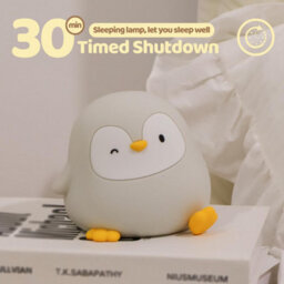 Amorly Silicone Night Light For Kids, 50H Long Battery Penguin Lamp,rechargeable Tap Control, Soft Dimmable Bedside Light With Timer - thumbnail 4