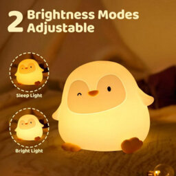 Amorly Silicone Night Light For Kids, 50H Long Battery Penguin Lamp,rechargeable Tap Control, Soft Dimmable Bedside Light With Timer - thumbnail 3