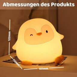 Amorly Silicone Night Light For Kids, 50H Long Battery Penguin Lamp,rechargeable Tap Control, Soft Dimmable Bedside Light With Timer - thumbnail 8