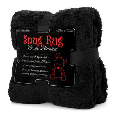 Snug Rug Blanket Luxury Sherpa Fleece Sofa Tv Throw Gift Blankets 127X178Cm - Black - image 1