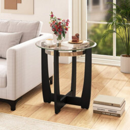Round Glass End Table 61Cm Side Table Tempered - thumbnail 4