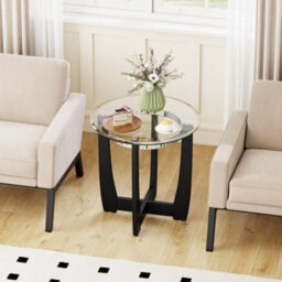 Round Glass End Table 61Cm Side Table Tempered - thumbnail 3