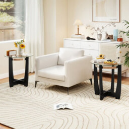 Round Glass End Table 61Cm Side Table Tempered - thumbnail 5