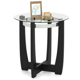 Round Glass End Table 61Cm Side Table Tempered - thumbnail 1