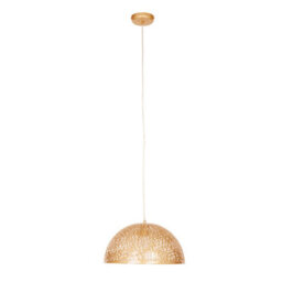 Orsina Gold Dome Pendant Light With Abstract Cutouts, Decorative Hanging Lamp, Ideal For Kitchen Pendant Lighting