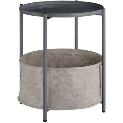 Tectake Bedside Table Canterbury - Round With Removable Shelf, Spacious Basket, 45.5 X 45.5 X 53 Cm - Dark Grey - image 1