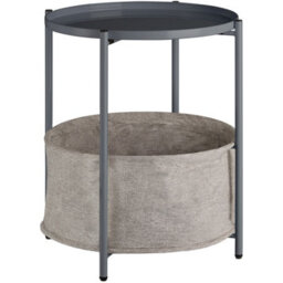 Tectake Bedside Table Canterbury - Round With Removable Shelf, Spacious Basket, 45.5 X 45.5 X 53 Cm - Dark Grey - thumbnail 1