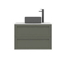 Royal Bathrooms Royal Bathroom Elmore 800mm Matt Green Wall Mounted Countertop Bathroom Vanity Unit 2 Drawer With Art Square Basin - thumbnail 7