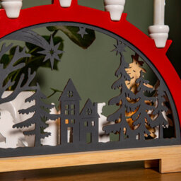 Samuel Alexander 45Cm Battery Operated Light Up Red Wooden Christmas Candle Bridge With 9 Warm White Leds - thumbnail 7