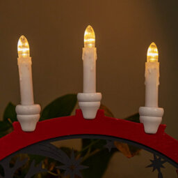 Samuel Alexander 45Cm Battery Operated Light Up Red Wooden Christmas Candle Bridge With 9 Warm White Leds - thumbnail 5