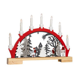 Samuel Alexander 45Cm Battery Operated Light Up Red Wooden Christmas Candle Bridge With 9 Warm White Leds - thumbnail 9