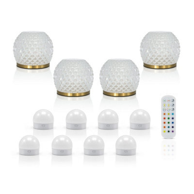 Auraglow Omniance Aurelia Rechargeable Wireless Table Lamp With Remote - 4 Lamps, 8 Light Sources, 1 Remote - image 1