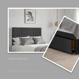 Black Plush Sawana 6Ft Super King Size Bed With 20 Inch Headboard With Mattress And 2Drawers - thumbnail 2