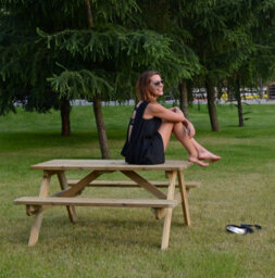 Leisurebench Jersey 6 Seat Dip Treated Pine Picnic Table 140Cm - Green Pine - thumbnail 4