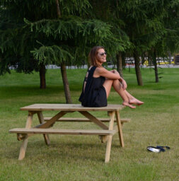 Leisurebench Jersey 6 Seat Dip Treated Pine Picnic Table 140Cm - Green Pine - thumbnail 5
