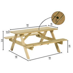 Leisurebench Jersey 6 Seat Dip Treated Pine Picnic Table 140Cm - Green Pine - thumbnail 2