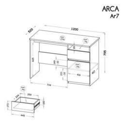Arte Arca Ar7 Computer Desk - Modern Contrast In Oak Wotan & Arctic White, H795mm W1200mm D520mm - thumbnail 2