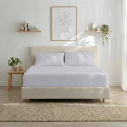 Ameha Silver Dyed Fitted Sheet 30Cm Extra Deep Pocket Soft Easy Care Durable Bed Fitted Sheets Super King, 180 X 200 Cm