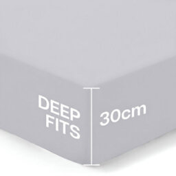 Ameha Silver Dyed Fitted Sheet 30Cm Extra Deep Pocket Soft Easy Care Durable Bed Fitted Sheets Super King, 180 X 200 Cm - thumbnail 2