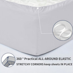 Ameha Silver Dyed Fitted Sheet 30Cm Extra Deep Pocket Soft Easy Care Durable Bed Fitted Sheets Super King, 180 X 200 Cm - thumbnail 3