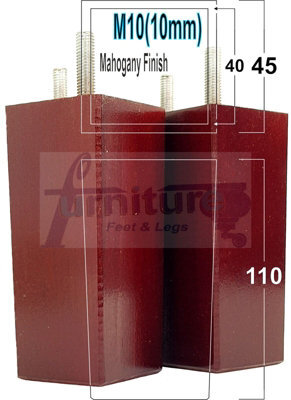 L&F 4X Replacement Furniture Legs Solid Wooden Feet 110mm High Sofas Chairs Settee Cabinets M10 Mahogany - image 1
