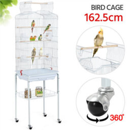Yaheetech White Open Top Metal Bird Cage Large Rolling Parrot Cage W/ Slide-Out Tray - thumbnail 4
