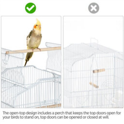Yaheetech White Open Top Metal Bird Cage Large Rolling Parrot Cage W/ Slide-Out Tray - thumbnail 8