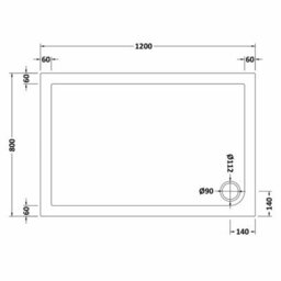 1200mm X 800mm Premium Slip Resistant Rectangular Shower Tray, White Stone Resin - Easy Clean Durable Finish By Balterley - thumbnail 2