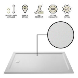 1200mm X 800mm Premium Slip Resistant Rectangular Shower Tray, White Stone Resin - Easy Clean Durable Finish By Balterley - thumbnail 3