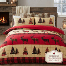 Stag Flannelette 100% Natural Brushed Cotton Luxurious Duvet Cover Sets Reversible Bedding Sets With Matching Pillowcases - thumbnail 6