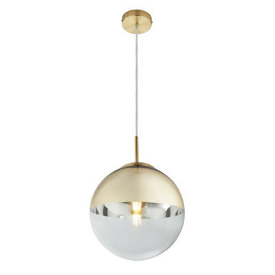 Luminosa Lighting Luminosa Varus 25Cm Globe Pendant Ceiling Light Gold Colors Transparent Glass Shade 1X E27 - image 1