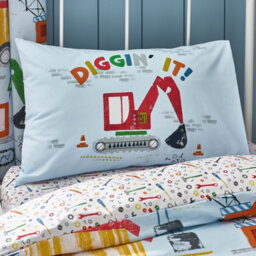 Catherine Lansfield Kids Digger Dreams Reversible Junior Duvet Cover Set With Pillowcase Blue - thumbnail 3