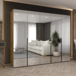 Arte Alicante Iii Oak Artisan Hinged Door Wardrobe 250Cm - Natural Wood Mirrored Wardrobe For Spacious Bedroom Storage