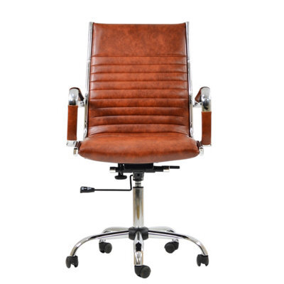 Lakeland Furniture Spark Vintage Brown Faux Leather Chrome Base Office Chair - image 1