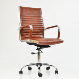Lakeland Furniture Spark Vintage Brown Faux Leather Chrome Base Office Chair - thumbnail 3
