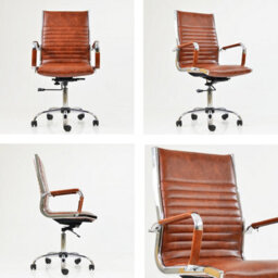 Lakeland Furniture Spark Vintage Brown Faux Leather Chrome Base Office Chair - thumbnail 5