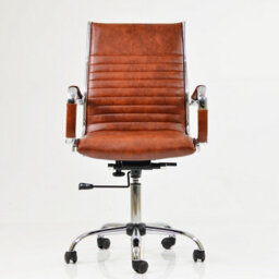 Lakeland Furniture Spark Vintage Brown Faux Leather Chrome Base Office Chair - thumbnail 2