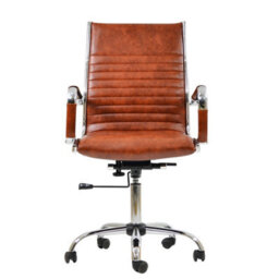 Lakeland Furniture Spark Vintage Brown Faux Leather Chrome Base Office Chair