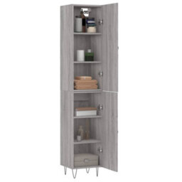Berkfield Highboard Grey Sonoma 34.5X34X180 Cm Engineered Wood - thumbnail 3