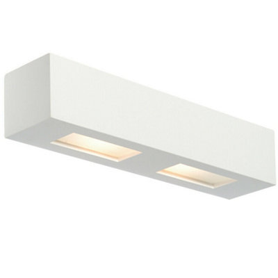 Dimmable Twin Wall Light Primed White (Ready To Paint) Box Down Lamp Fitting - image 1