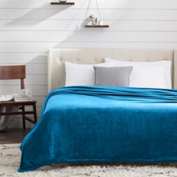 Ameha Fleece Plain Blanket, Lightweight & Reversible Throw For Travel, Bed & Sofa Blanket, Teal Single 130X150Cm - thumbnail 2