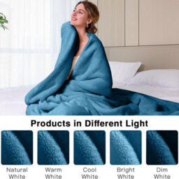 Ameha Fleece Plain Blanket, Lightweight & Reversible Throw For Travel, Bed & Sofa Blanket, Teal Single 130X150Cm - thumbnail 7